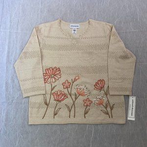 Alfred Dunner Beaded Embroidered Top Size S